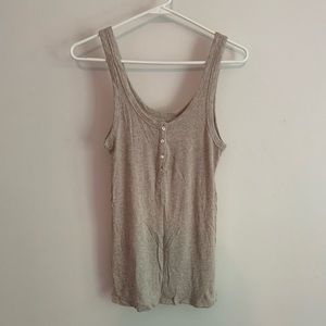 aerie super soft button Henley tank beige